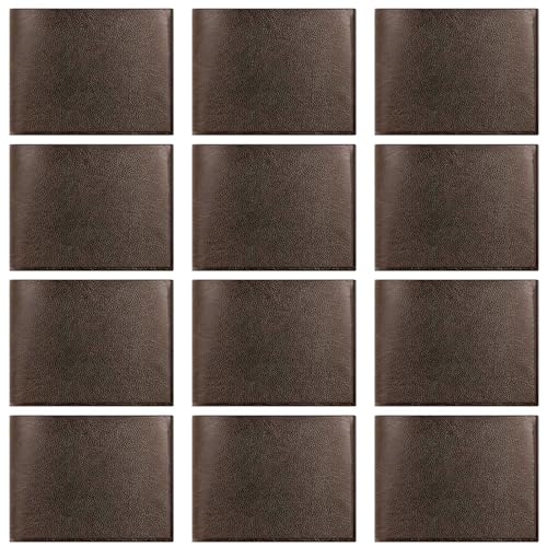 Sotiff 12 Pcs Bulk Leather Wallets Men Laser Engraving Blank Wallets Plain PU Wallets for DIY Dad Father Day Church Gift(Dark Brown)