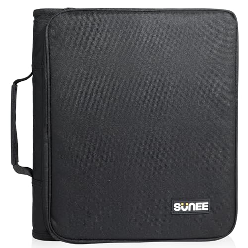 SUNEE Zippered Binder Bag with Handle, 2-Inch 3-Ring O-Ring, 500-Sheet Capacity, Includes Zip Pocket, 5-Tab Expanding File Folder, Multi-Pocket Organizer Binder Suitable for Middle School, Black