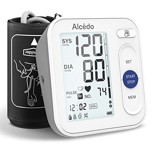 Alcedo Blood Pressure Monitor for Home Use, Accurate Digital Upper Arm BP Machine with 8.7 to 16.5 inch Cuff, 2x120 Memory, Large Backlit Screen, Battery Included, Talking Function