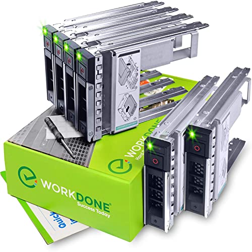 WORKDONE 6-Pack - 3.5' Hard Drive Caddy with 2.5' HDD Adapter - Compatible for Dell PowerEdge Servers - R240 R340 R740 R640 R550 R450 R740xd2 R7415 R7425 R6415 - Bright LED Tray - Setup Manual