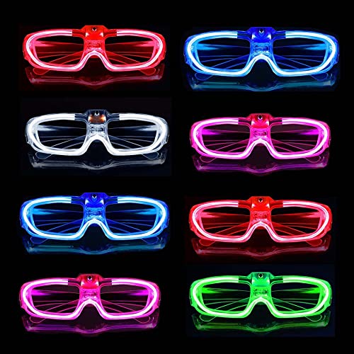 Zloveleexr 25 Packs LED Glasses Mardi Gras Party Supplies ,5 Neon Colors,3 Light Modes Light up Glow Sticks Glasses Toys Party Supplies for kids Adults Glow Glasses Fit Carnival Party valentine's day