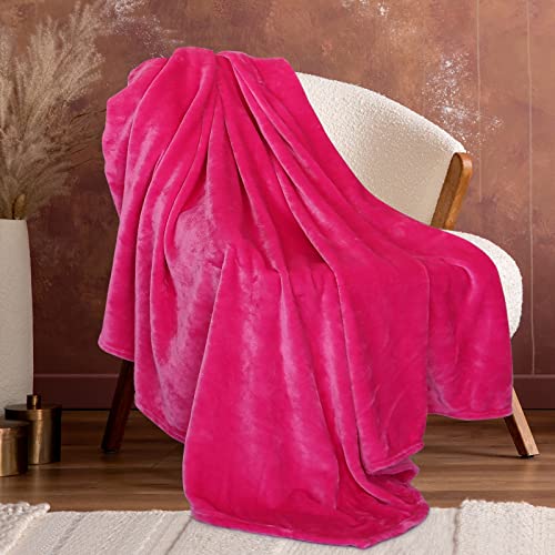 Fleece Pink Throw Blanket for Couch Cozy Soft blankets & throws Lightweight Fleece Fall Fuzzy Blanket Couch Chairs Sofa Bedroom Living Room 50x70 inch Boys Girls Adults Student