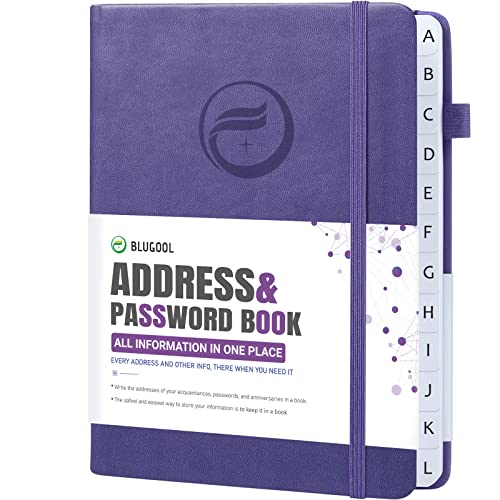 Address Book with Alphabetical Tabs, Hardcover Password Book, Address Organizer Keep Track of Phone Numbers, Special Days, Birthdays, Anniversaries and Notes (5.3'' x 7.7', Purple)