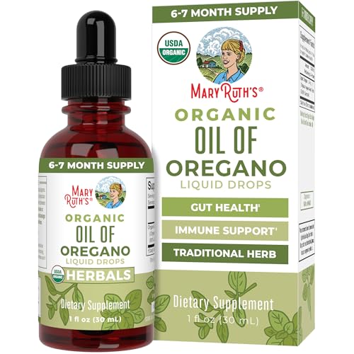 MaryRuth Organics Oregano Oil Drops | 6 Month Supply | USDA Organic Oil of Oregano Liquid | Herbal Blend for Immune Support | Digestive Health | Overall Health | Vegan | Sugar Free | Non-GMO | 1 Fl Oz