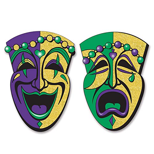 Beistle Party Decorations Jumbo Glittered Comedy & Tragedy Faces 24.5' (2 Count)- Pack of 12