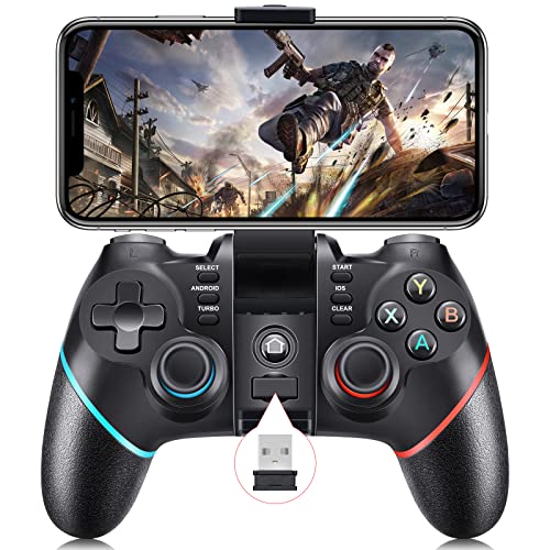 Vbepos Mobile Gaming Controller, Upgrade Bluetooth & 2.4G Wireless Controller for iPhone Android/PC Windows/Smart TV/ PS3/ PS4