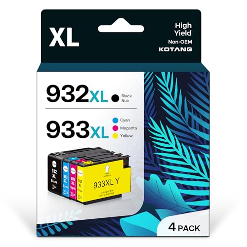 932XL 933XL Compatible Ink Cartridge Replacement for HP 932XL 933XL 932 933 Work for HP OfficeJet 6100 6600 6700 7110 7510 7612 7610 Printers (Black, Cyan, Magenta, Yellow, 4 Pack)