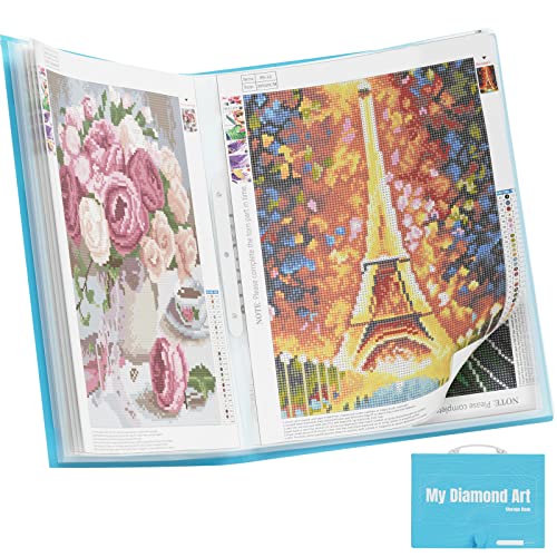 ARTDOT A3 Storage Book for Diamond Art Portfolio Folder for Diamond Painting Accessories with 30 Pocket Slevees Protectors (16.9x12.4inches)