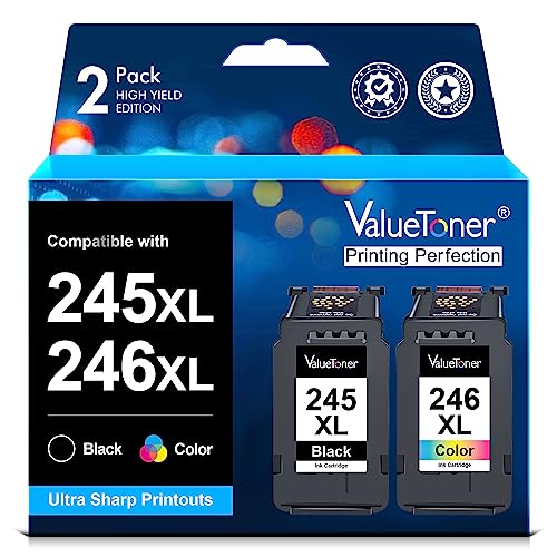 Valuetoner 245XL 246XL Ink Cartridge Combo Pack Replacement for Canon Ink 245 and 246 243 244 for Pixma TR4520 TR4527 MG2522 MG2520 MX490 MX492 TS202 TS302 TS3320 MG2920 Printer (Black, Color)