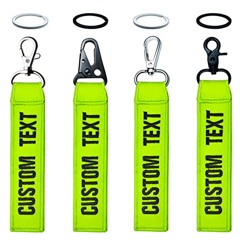 mvcen Customized Keychain,Personalized Keychain Name Number Tag, Key ring Accessories, Embroidery for Luggage，crate，belt，gear (Grass Green)