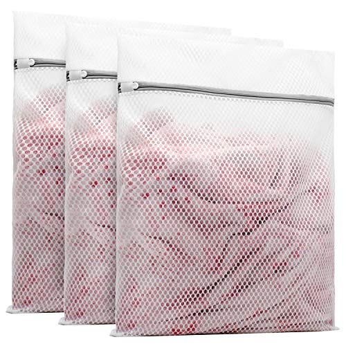 3Pcs Durable Honeycomb Mesh Laundry Bags for Delicates 16 x 20 Inches (3 Large)