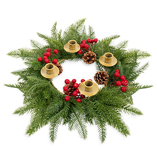 Rocinha Christmas Wreath Candle Centerpiece - Holiday Decorations Gift for Traditions