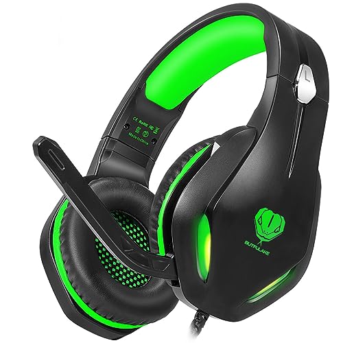 KHAZNEH GH-2 Gaming Headset for PS4 PS5 Xbox One Nintendo Switch PC with Noise Cancelling Microphone, Over Ear Gaming Headphones with Stereo Surround Sound for Kids Adults, Green