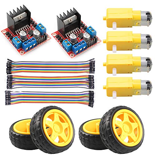 KeeYees L298N Motor Drive Controller Board Stepper Motor Control Module Dual H-Bridge with DC Motor and Smart Car Wheel Compatible with Arduino
