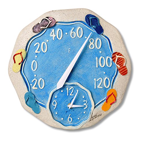 Springfield 12' Sandals Poly Resin Thermometer with Clock
