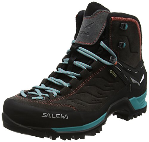 Salewa Womens WS Mountain Trainer Mid Gore-TEX High Rise Hiking Shoes, Grey (Magnet/Viridian Green), 9 US