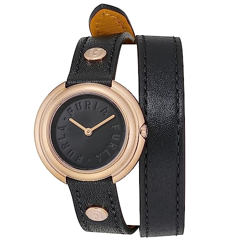 FURLA ICON Shape Black Genuine Leather Strap Watch (Model: WW00031003L3)