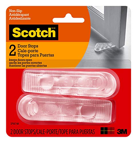 Scotch Door Stoppers, 2 Count, 1-1/8 in., Flexible Material Assures Snug Fit Under Door, Easy to Use Door Stops for Bottom of Door (SP947)