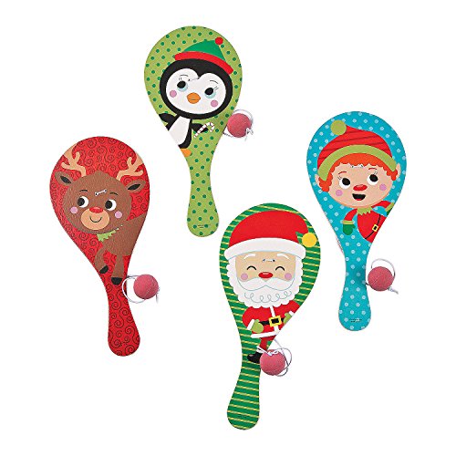 HOLIDAY PADDLEBALL GAMES - Toys - 12 Pieces