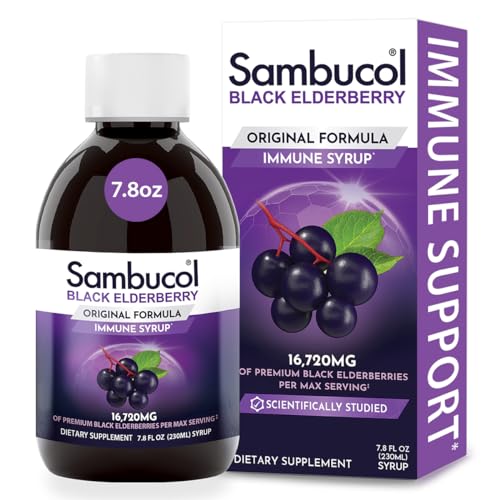 Sambucol Black Sambucus Elderberry Syrup, Immune Support, Elderberry Liquid Syrup for Kids and Adults, High Antioxidants, Gluten Free - Original Formula, 7.8 Fl Oz
