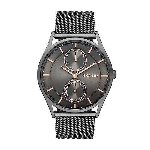 Skagen Men's Holst Chronograph Multifunction Charcoal Gray Stainless Steel Mesh Band Watch (Model: SKW6180)