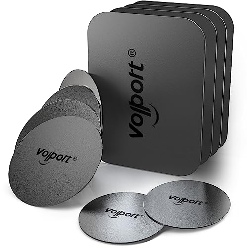 volport Metal Plate for Phone Magnet, 10 Pack MagicPlate with 3M Adhesive Replacement for Magnetic Phone Car Mount Holder & Cradle & Stand (Vent/CD/Windshield/Dashboard) - Rectangle and Round