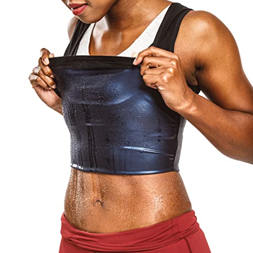 Sweat Shaper Women's Premium Workout Tank Top Slimming Polymer Sauna Vest (Small-Medium, Black)