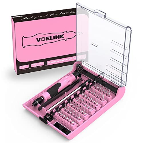 VCELINK Pink Screwdriver Set, Upgraded Small Precision Screwdriver Kit 45 in 1 with Case, Magnetic Repair Tool Set Gift for Women Compatible with PC, Electronic, Watch, Eyeglasses, DIY Project