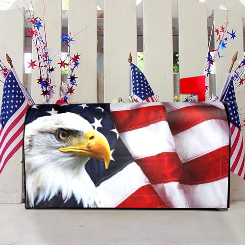 American Flag Mailbox Covers Magnetic Memorial Day Outdoor Decorations American Eagle Welcome Mailbox Wraps 4th of July Post Letter Box Cover Garden Decor Standard Size 18' X 21'