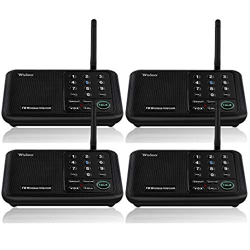 Wuloo Intercoms Wireless for Home 5280 Feet Range 10 Channel 3 Code, Wireless Intercom System for Home House Business Office, Room to Room Intercom, Home Communication System (4 Units Set, Black)