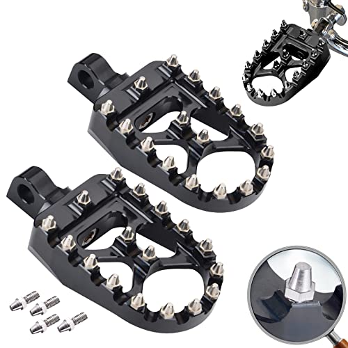 Sresk Offroad CNC Wide Fat Foot Pegs for Harley Dyna Sportster FLFB FLSTF Iron 883 Softail Street Glide, 360 Degree Rotating MX Chopper Bobber Style Motorcycle Footpegs Accessories (Black)