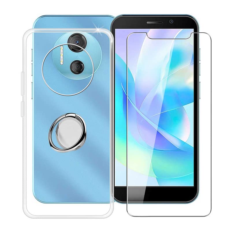 Phone Case for Doogee X97 Pro (6.00') with 1 X Tempered Glass Screen Protector, HGJTF 360° Phone Magnetic Ring Holder, Ultra Thin Clear Soft Silicone Shockproof Shell Cover for Doogee X97 Pro