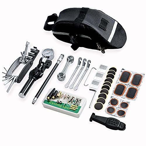 ORCISH 45PCS Bike Repair Kit, Bike Tool Kit with 210 Psi Mini Pump/16 in 1 Multi-Function Tool/Bicycle Tool Bag, Bicycle Tire Repair Kit, Home Bike Tool Portable Patches Fixes, Fixe, Inflator