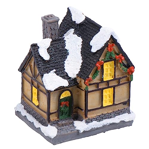 Abaodam 1pc Holiday Craft Ornament Holiday House Scalpture Desktop Ornament Christmas Glowing Cabin Resin Village House Resin Snow House Arts and Crafts Kit Home Craft Stocking Child Dream