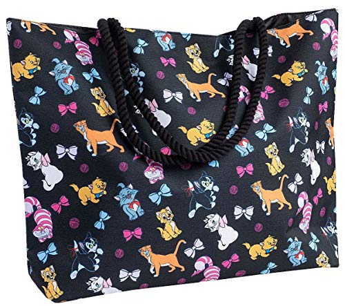 Disney Tote Travel Bag Cats Print Figaro Cheshire Oliver Marie Aristocats