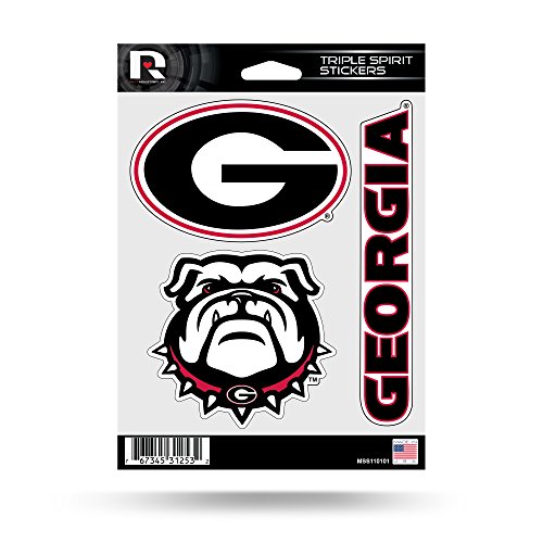 Rico Industries NCAA Georgia Bulldogs Die Cut Triple Spirit Sticker Sheet, One Size, Primary, 3-Piece