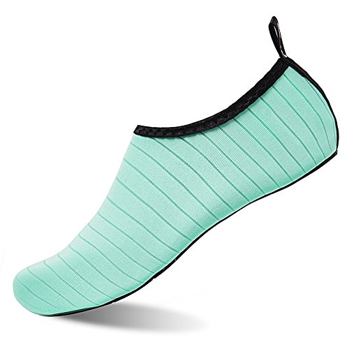 WateLves Womens and Mens Kids Water Shoes Barefoot Quick-Dry Aqua Socks for Beach Swim Surf Yoga Exercise (TW.Green, M)