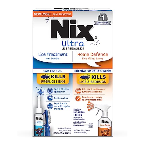 Nix Lice Removal Kit - Lice Treatment Hair Solution and Comb, Home Defense Bedbug and Lice Killing Spray