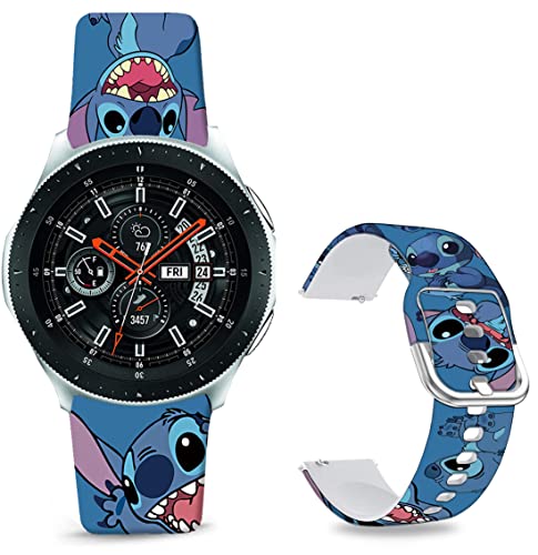 Sjiangqiao Stitch Band Compatible with Samsung Galaxy Watch 5/Watch 42mm/Galaxy Watch 3 41mm/Watch 4 40mm 44mm/Active 2/Gear S2 Classic/Gear Sport/Ticwatch 2 Soft Silicone Chic Cute Cartoon Sports