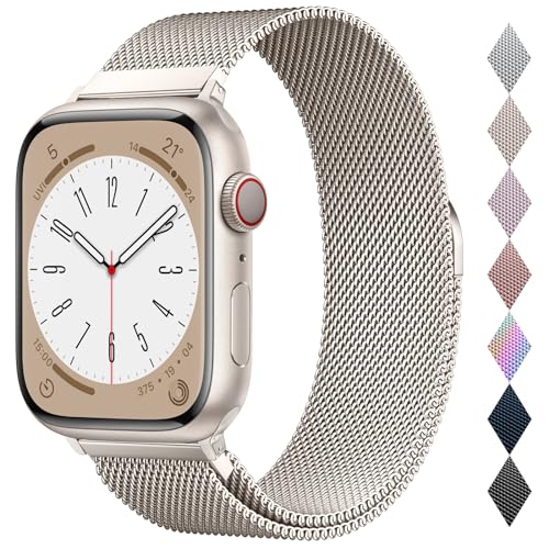 Original Stainless Steel Loop for Apple Watch Band 38mm 40mm 41mm 42mm 44mm 45mm 49mm, Magnetic Clasp Replacement Bands for iwatch Series Ultra SE 8 7 6 5 4 3 2 1, Women & Men Watch Strap for Apple