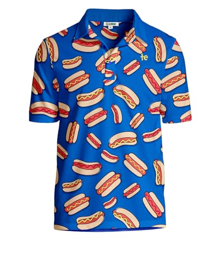 Tipsy Elves Navy Hot Dog Golf Polo for Men Size Large