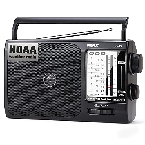 NOAA Weather AM FM Portable Radio with Best Reception, Transistor Radio, Battery Operated Radio by 3X D Cell Batteries or AC Power for Household & Outdoor, Plug in Wall by PRUNUS