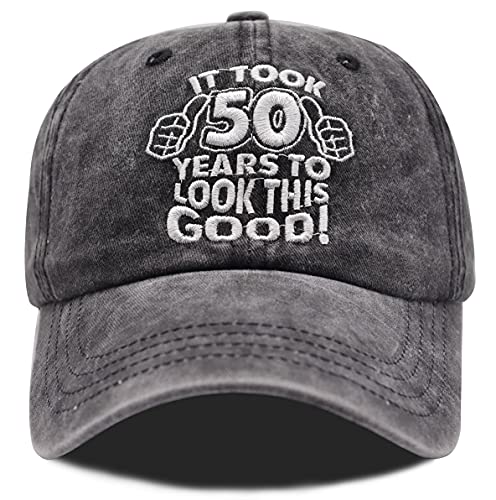 50th Birthday Gifts for Women Men, Vintage 1972 50 Year Old Birthday Decorations Baseball Cap, Funny Adjustable Cotton Embroidered Hats for Dad Mom Husband Wife Black