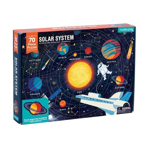 Mudpuppy Solar System – 70 Piece Jigsaw Puzzle with Planet Shaped Pieces Featuring Planets Constellations And Other Fun Space Themed Objects