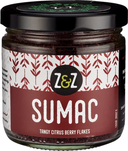 Sumac by Z&Z | Ground Sumac Spice Made from Fresh Tangy Citrus (Sumac) Berries | Turkish Sumac Seasoning for Marinades, Salads, Rice, & Hummus | Authentic Middle Eastern & Mediterranean Taste, 3.25 Oz