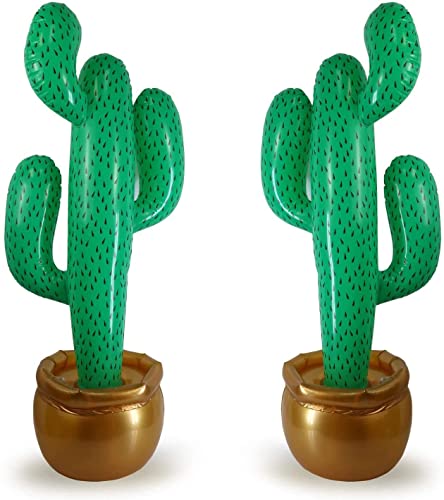 GiftExpress 2 Pack Inflatable 36' Cactus Prop Décor for Mexicano Fiesta Theme Party Decorations, Cinco De Mayo Prop, Hawaiian Pool Party, Desert Western Cowboy Theme Party (36' - 2 Pack)
