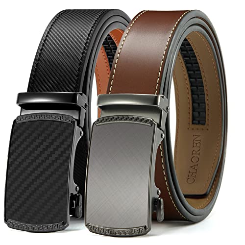 CHAOREN Ratchet Belts for Men 2 Pack - Mens Belt Leather 1 3/8' in Gift Set Box - Meet Almost Any Occasion and Outfit