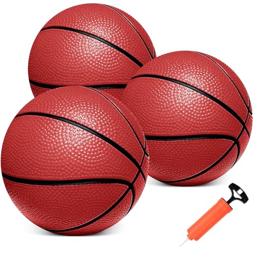 Iyoyo Mini Basketballs,3 Pack 6' Small Basketball Set with Pump Durable PVC Basketballs for Mini Basketball Hoop Mini Toy Basketball for Toddlers Kids Teenagers for Pool, Indoors, Outdoors