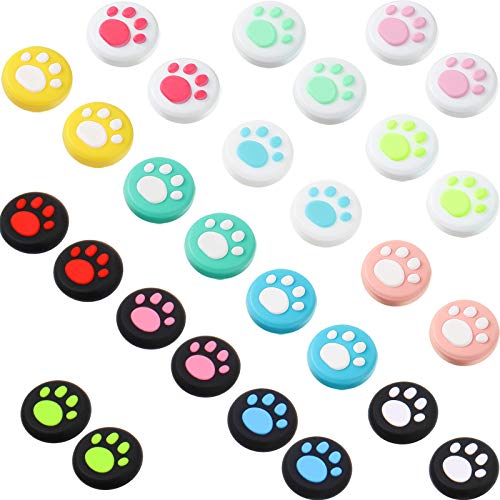 Sumind 28 Pieces Cat Thumb Grips Caps Replacement Cat Claw Joystick Cap Silicone Cat Analog Stick Cover Compatible with PS5 PS4 PS3 PS2 Xbox 360 Xbox One Controllers