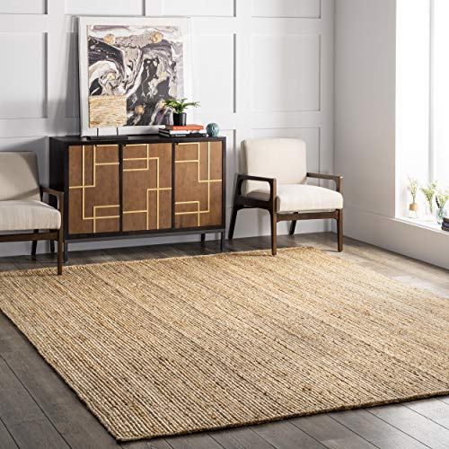 nuLOOM Rigo Hand Woven Farmhouse Jute Area Rug, 4x6, Natural